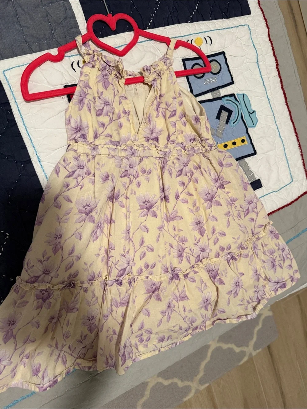 Janie and Jack Cream Dress with Lavender Floral Print